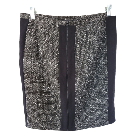 Narciso Rodriguez Black Grey Tweed Mini Pencil Skirt Office Boss Lady Sz 10 - Picture 7 of 11